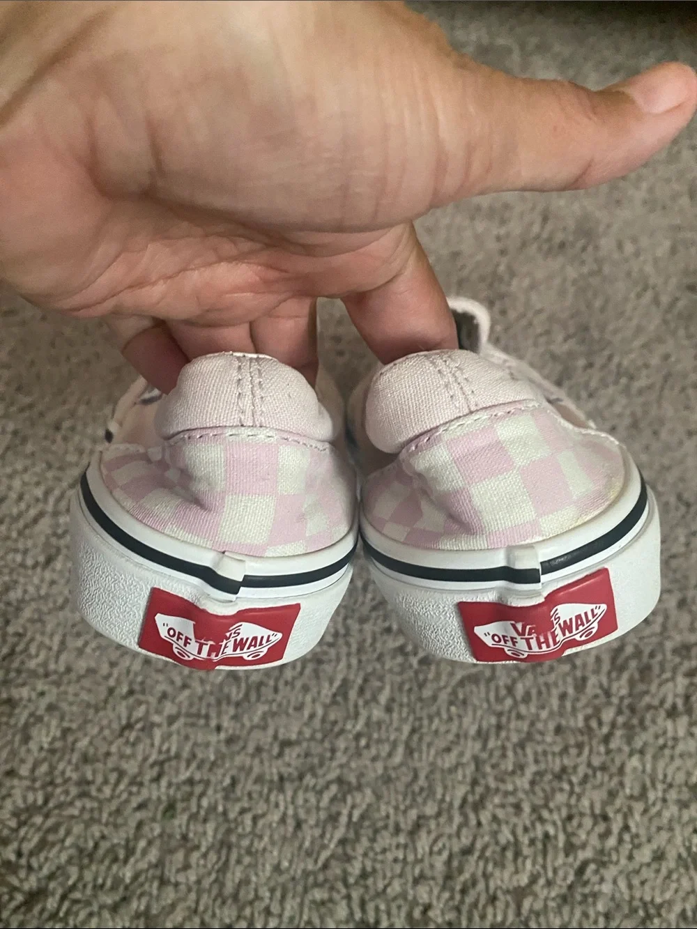 Vans off the wall low Kids Slip-On Checkerboard Sneakers - Light Pink/White